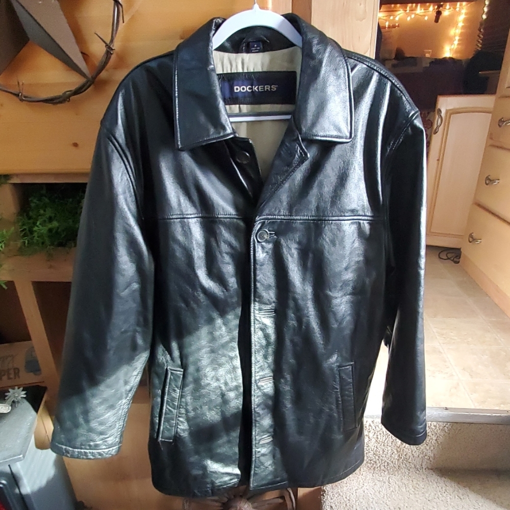 Black leather coat - Men's
